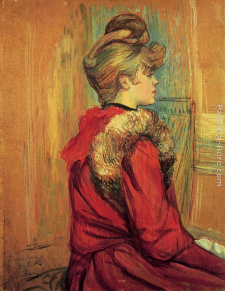 Girl in a Fur, Mademoiselle Jeanne Fontaine painting - Henri de Toulouse-Lautrec Girl in a Fur, Mademoiselle Jeanne Fontaine art painting